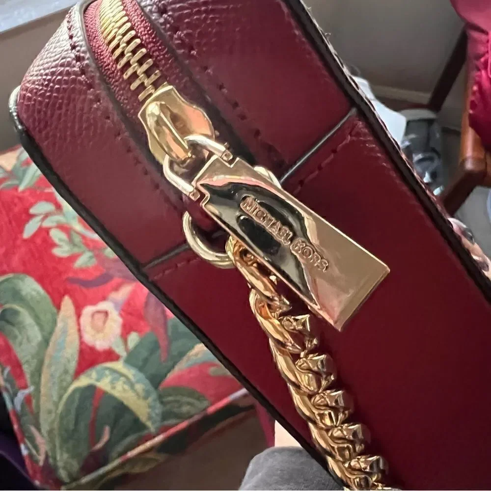 Michael Kors Jet Set Saffiano Leather Merlot East West Crossbody Satchel